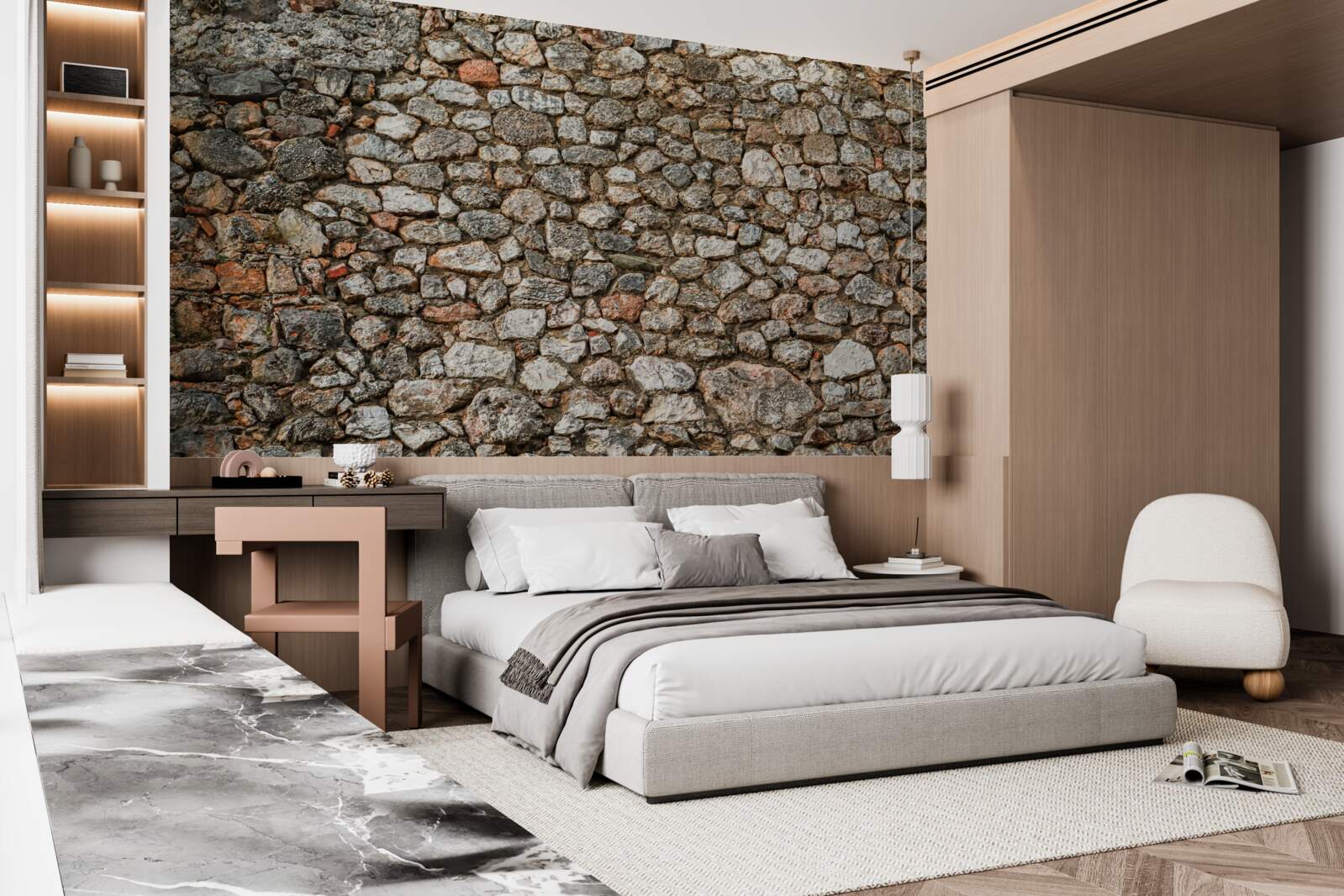 Papier peint mur antique en pierre multicolore