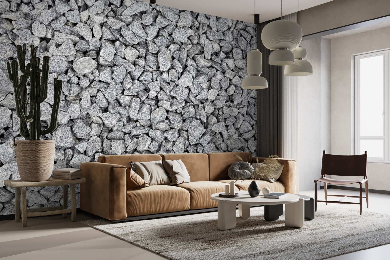 Papier peint marbre gris pierre concassée