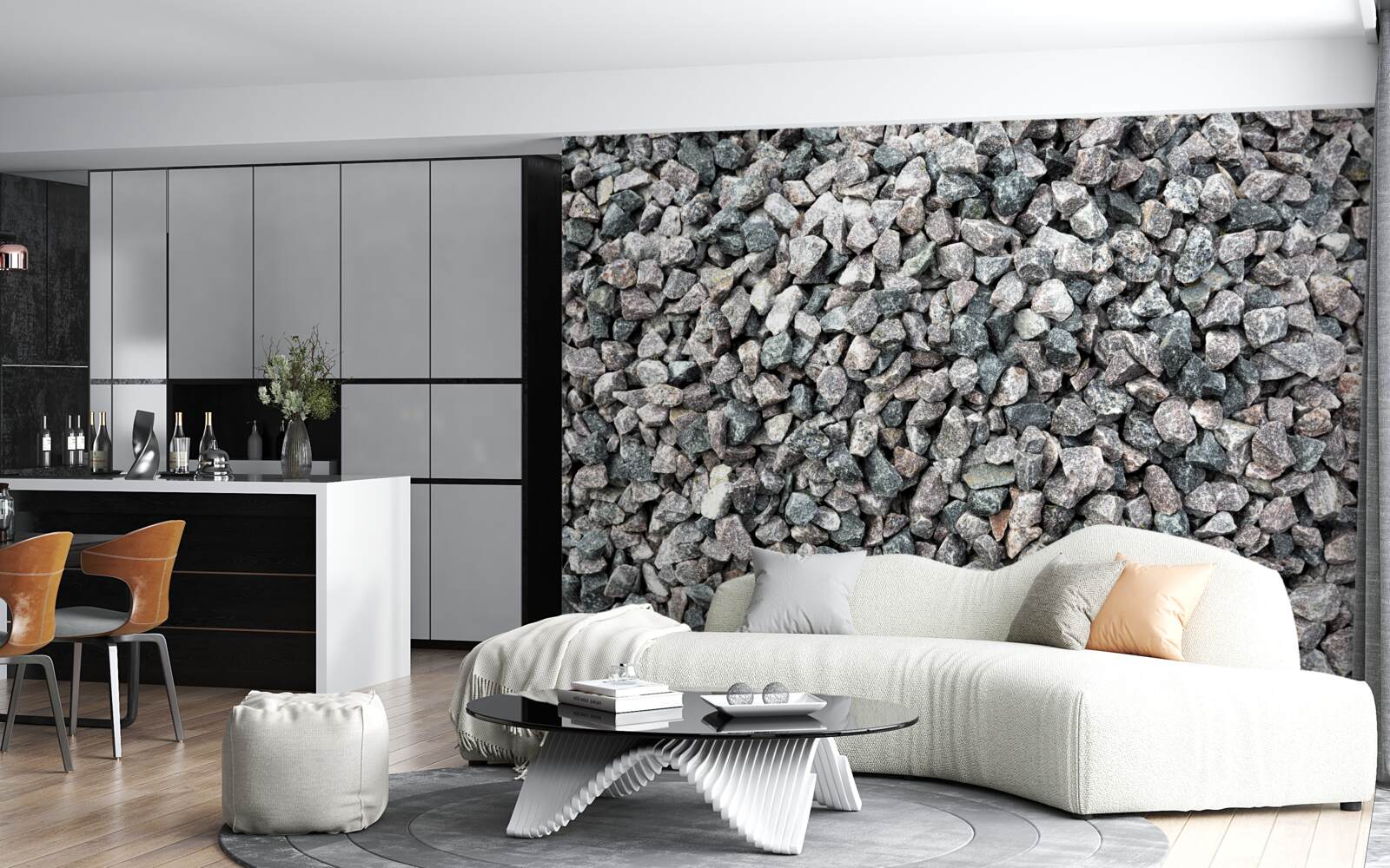 Papier peint beaucoup de pierres grises