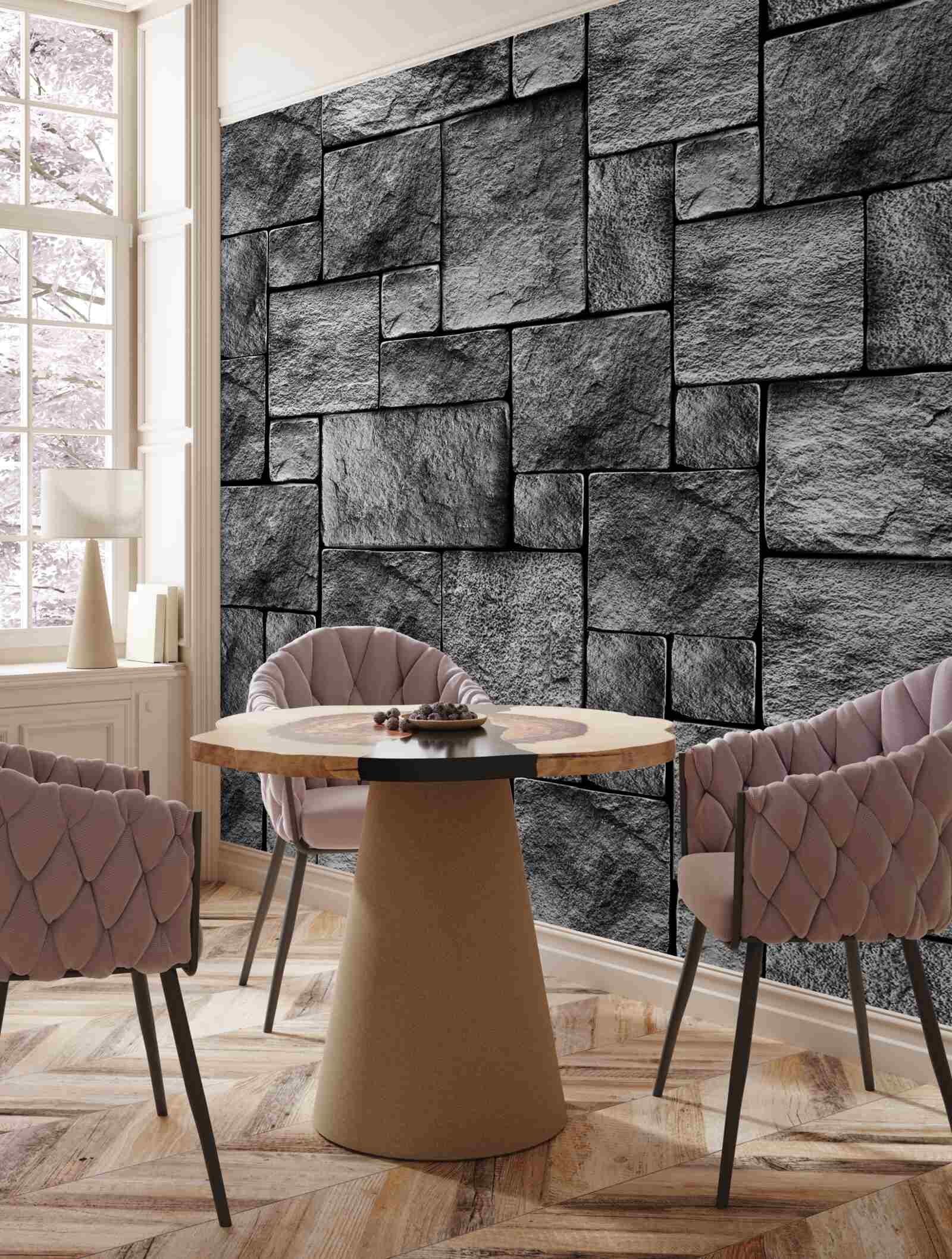 Papier peint pierre grise en tant que partie d'un mur