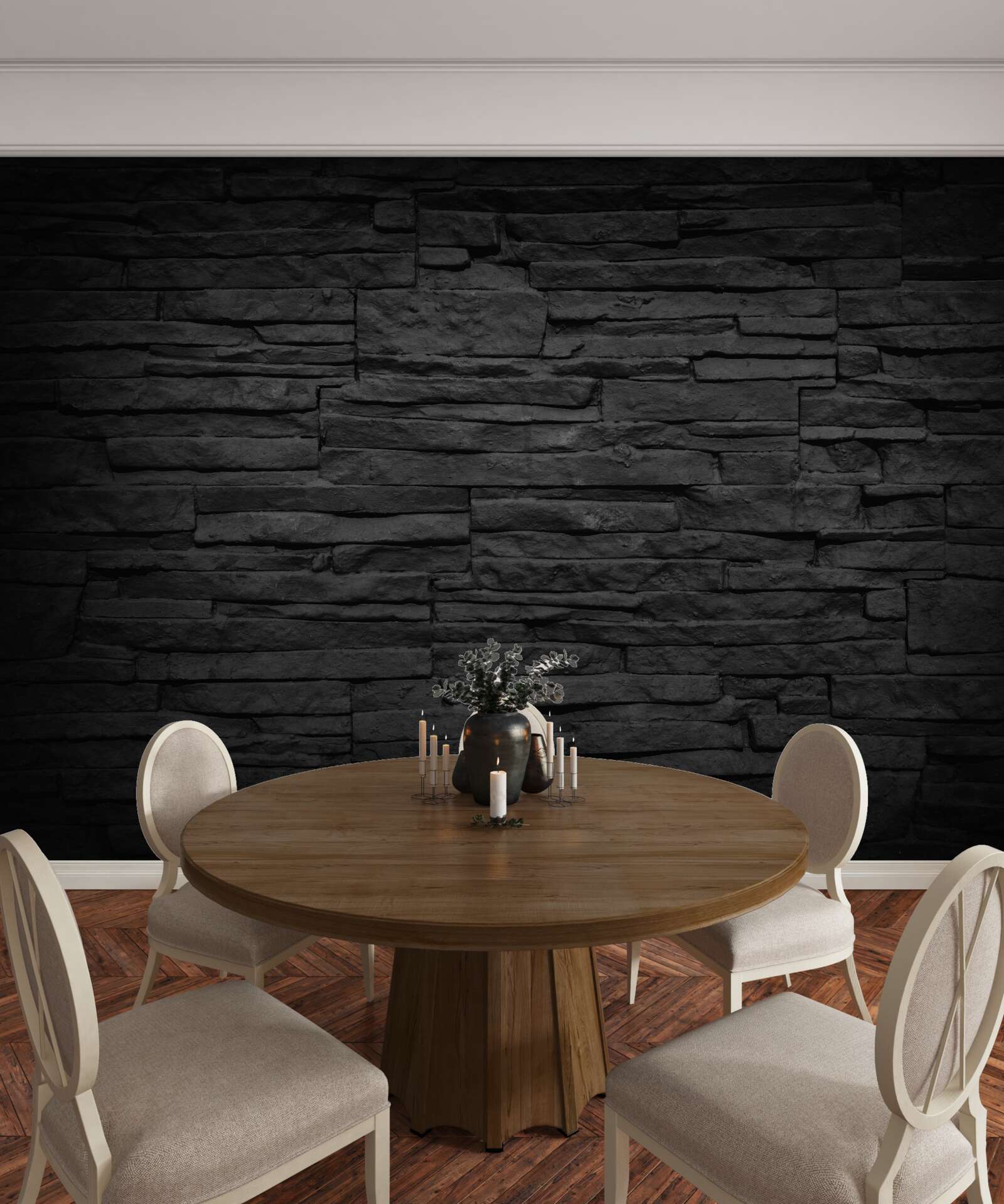 Papier peint mur en pierre noire