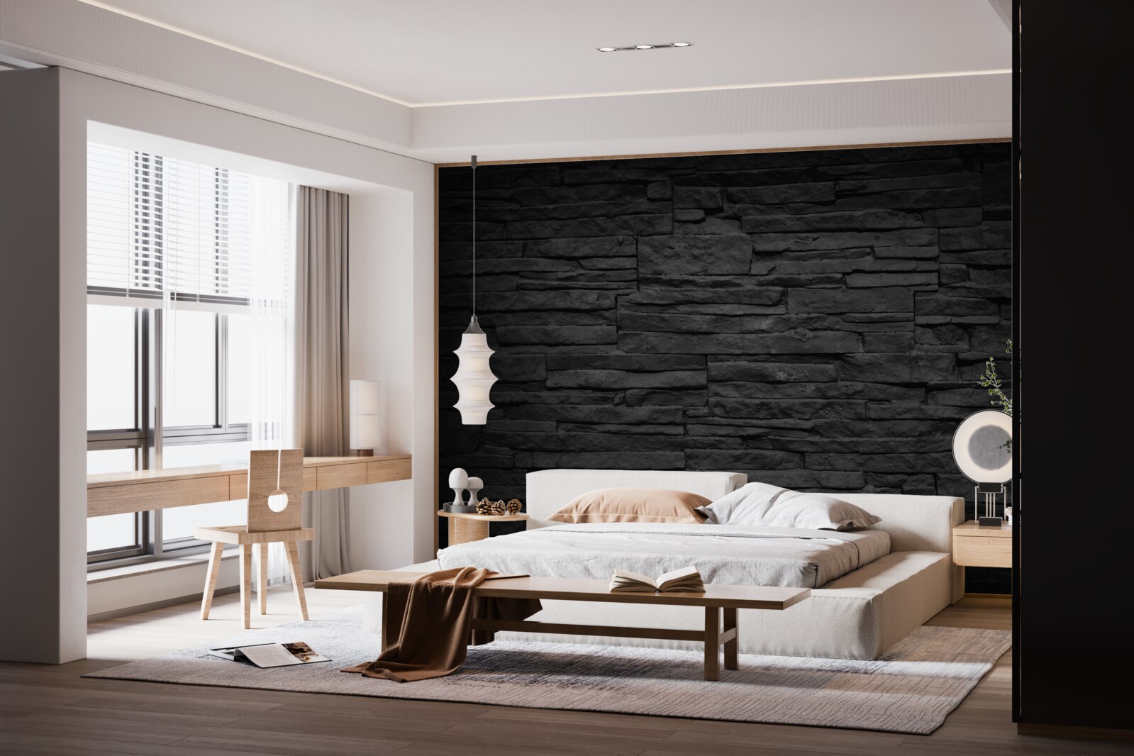 Papier peint mur en pierre noire