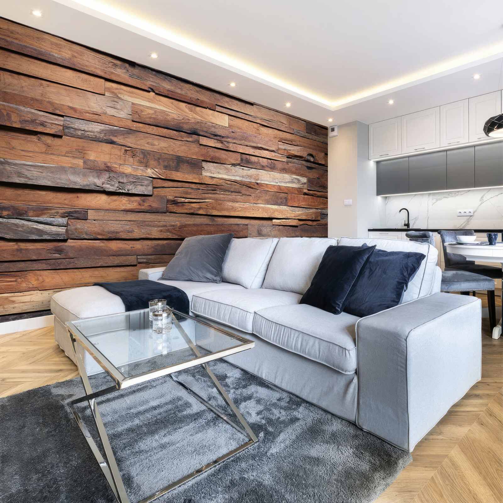 Papier peint planche de bois dans une teinte marron vieilli