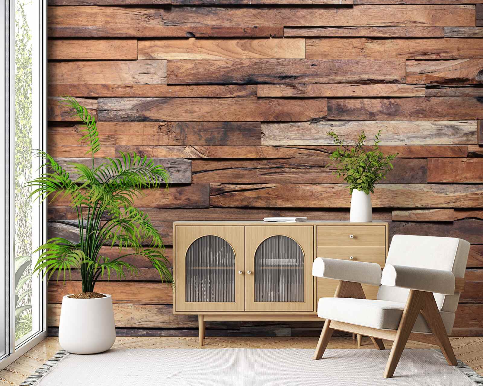 Papier peint planche de bois dans une teinte marron vieilli