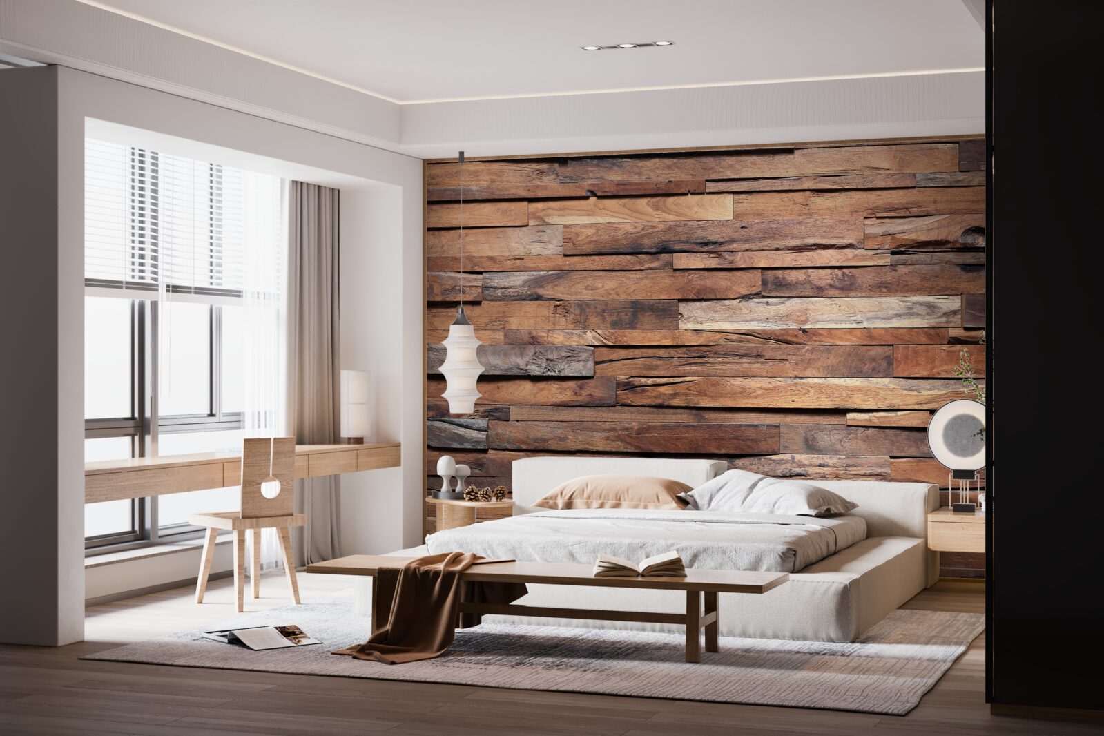 Papier peint planche de bois dans une teinte marron vieilli