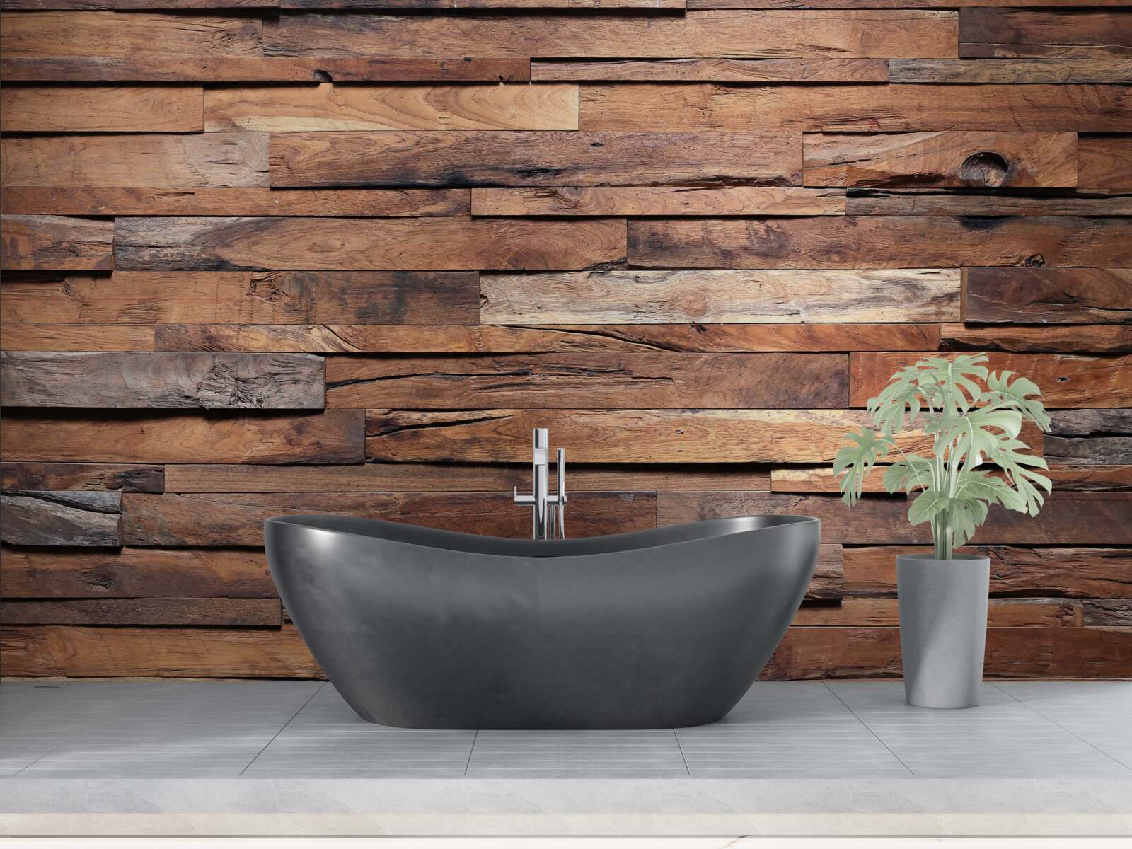 Papier peint planche de bois dans une teinte marron vieilli