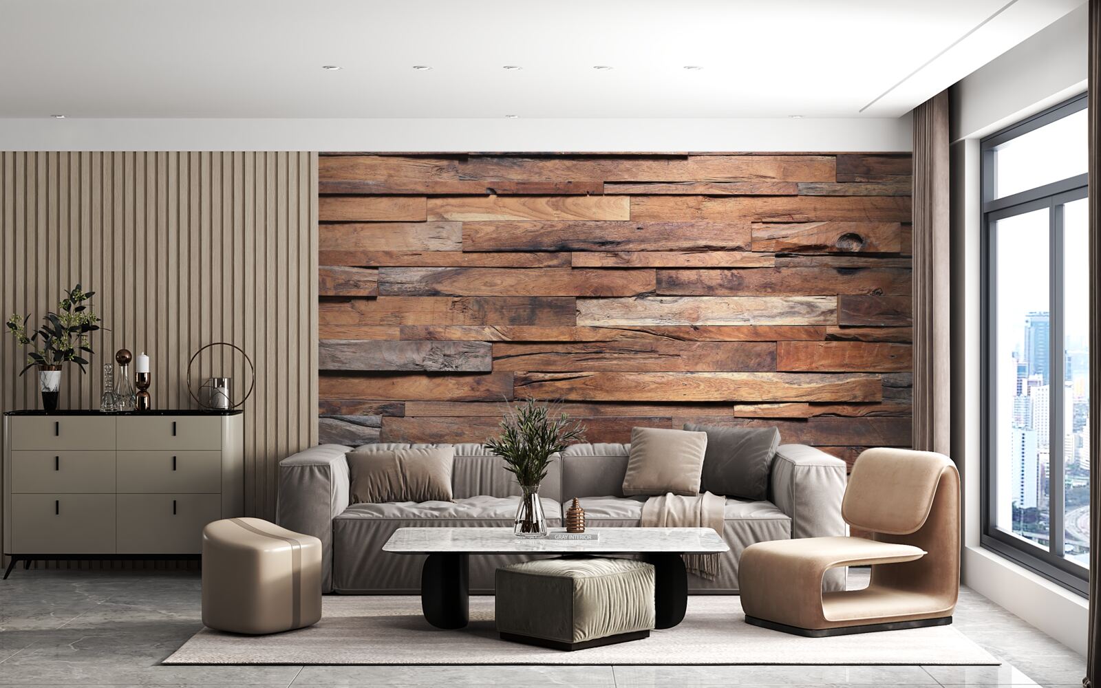 Papier peint planche de bois dans une teinte marron vieilli