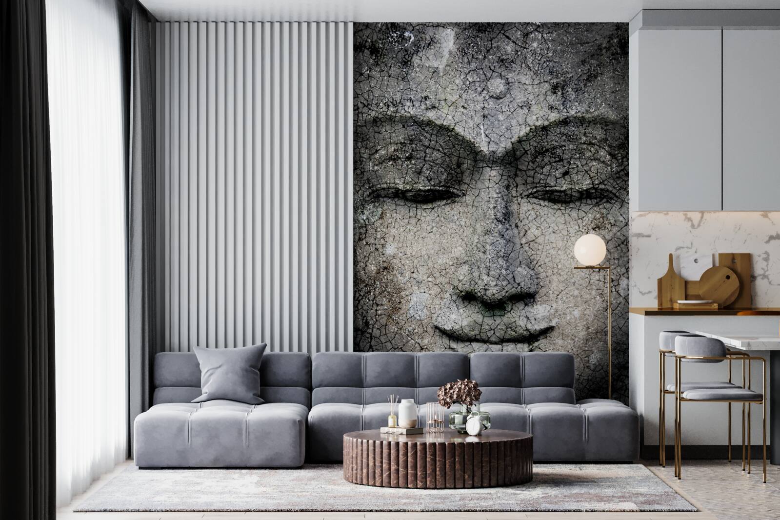 Papier peint regarder une fille, c'est comme un visage de pierre