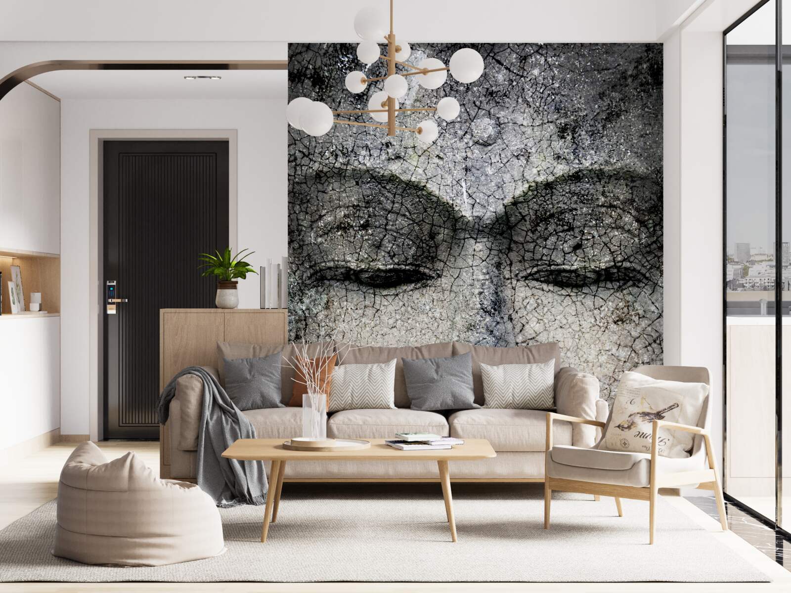 Papier peint regarder une fille, c'est comme un visage de pierre