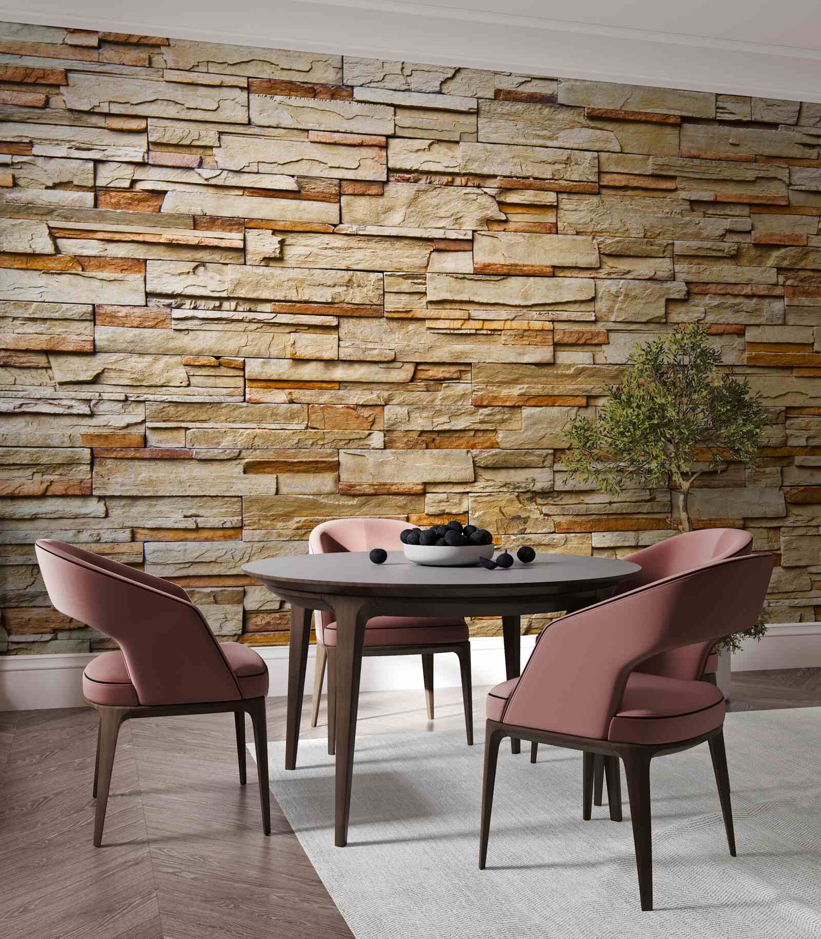 Papier peint mur en pierre brune