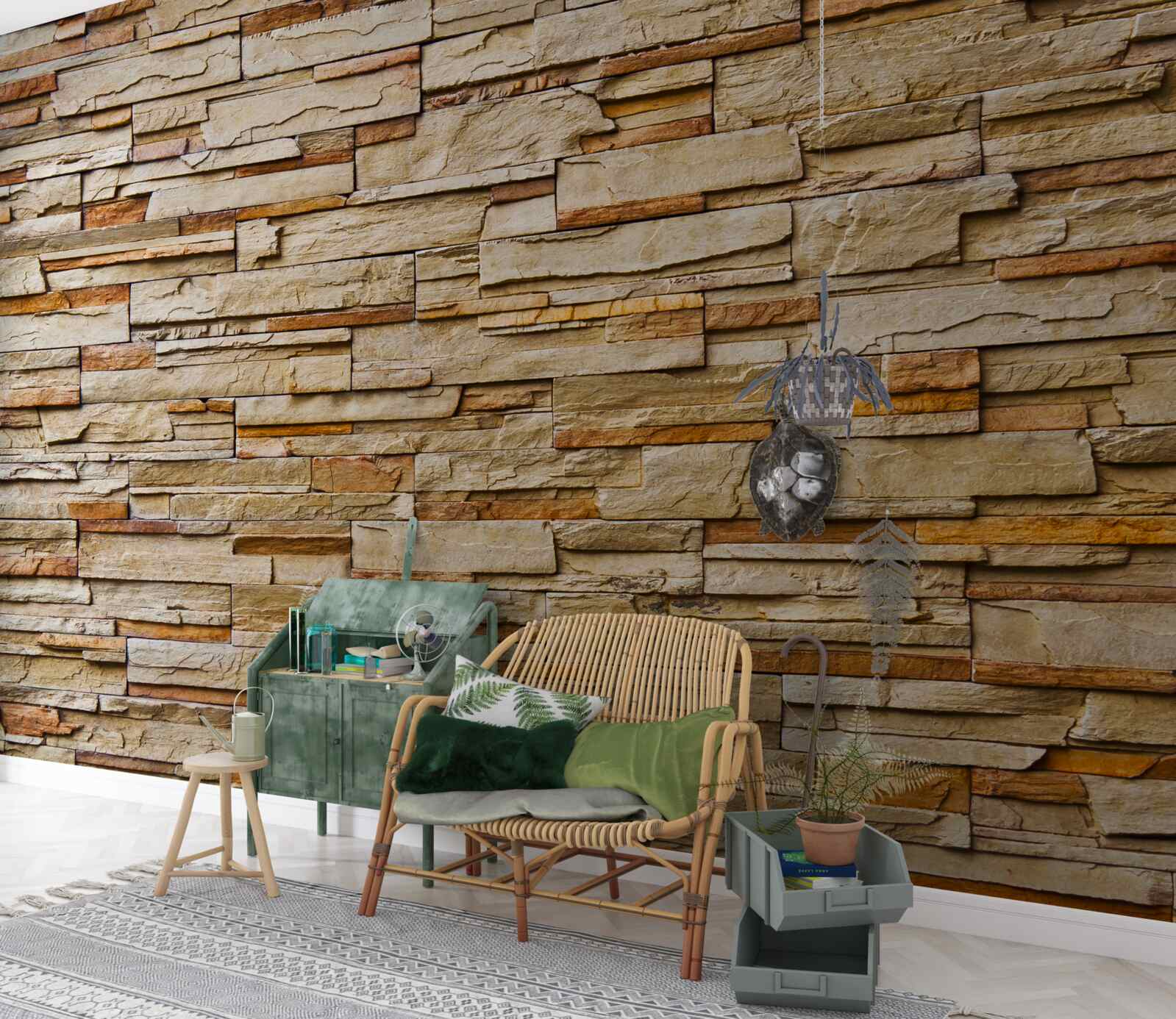 Papier peint mur en pierre brune