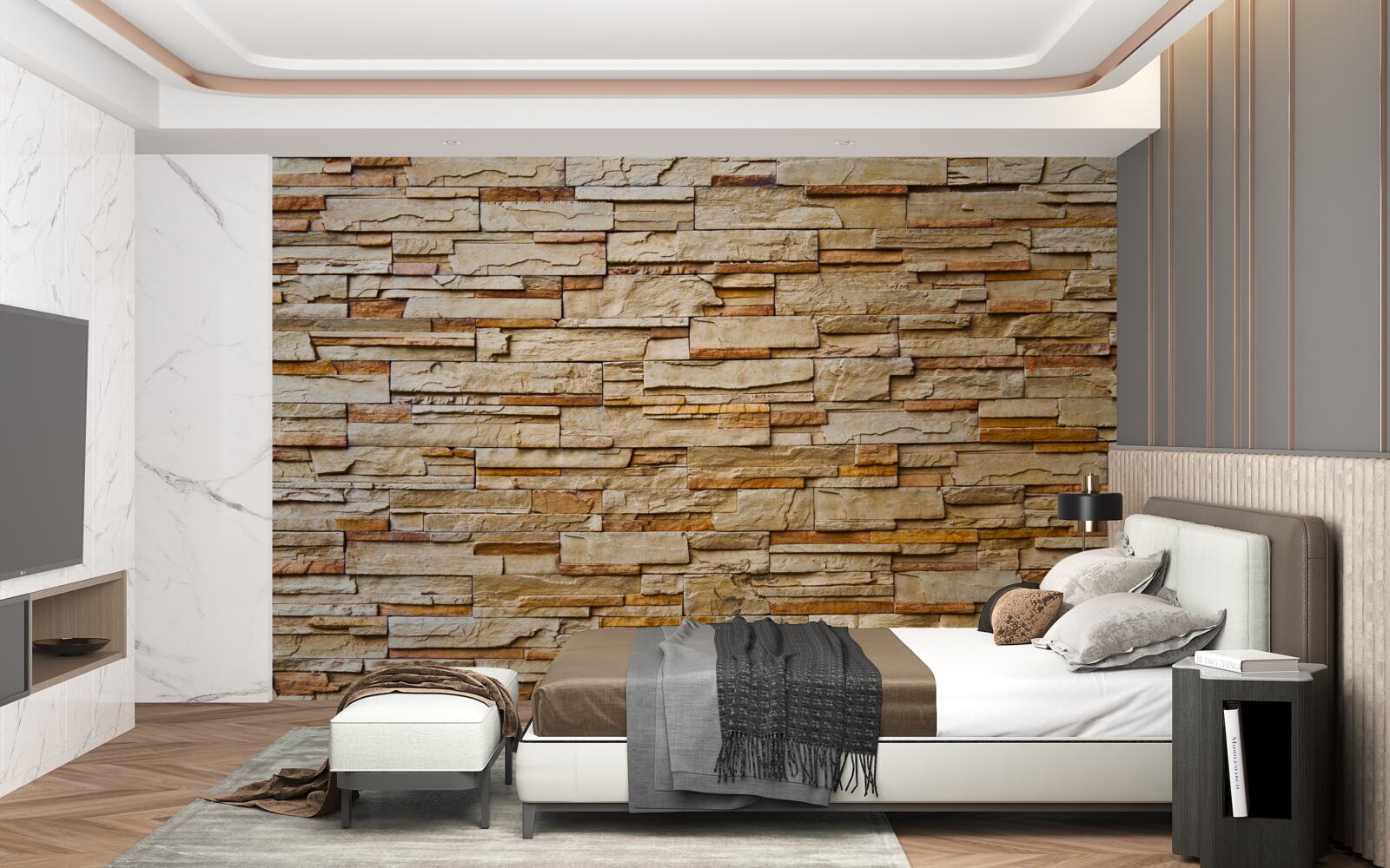 Papier peint mur en pierre brune