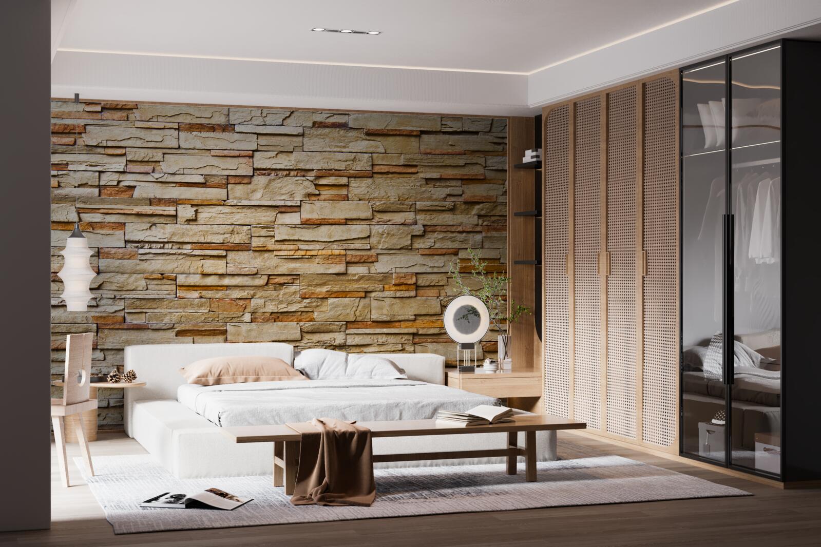 Papier peint mur en pierre brune