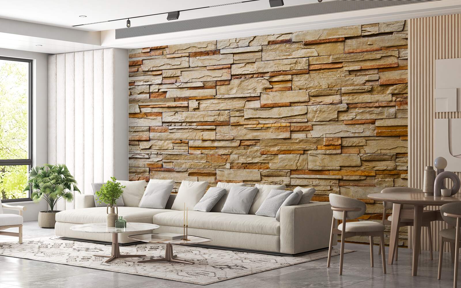 Papier peint mur en pierre brune