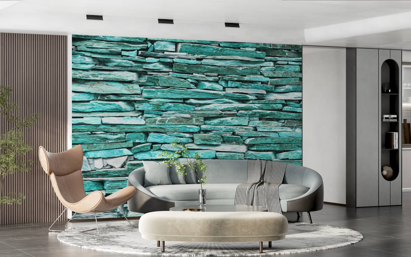 Papier peint barrière de pierre turquoise
