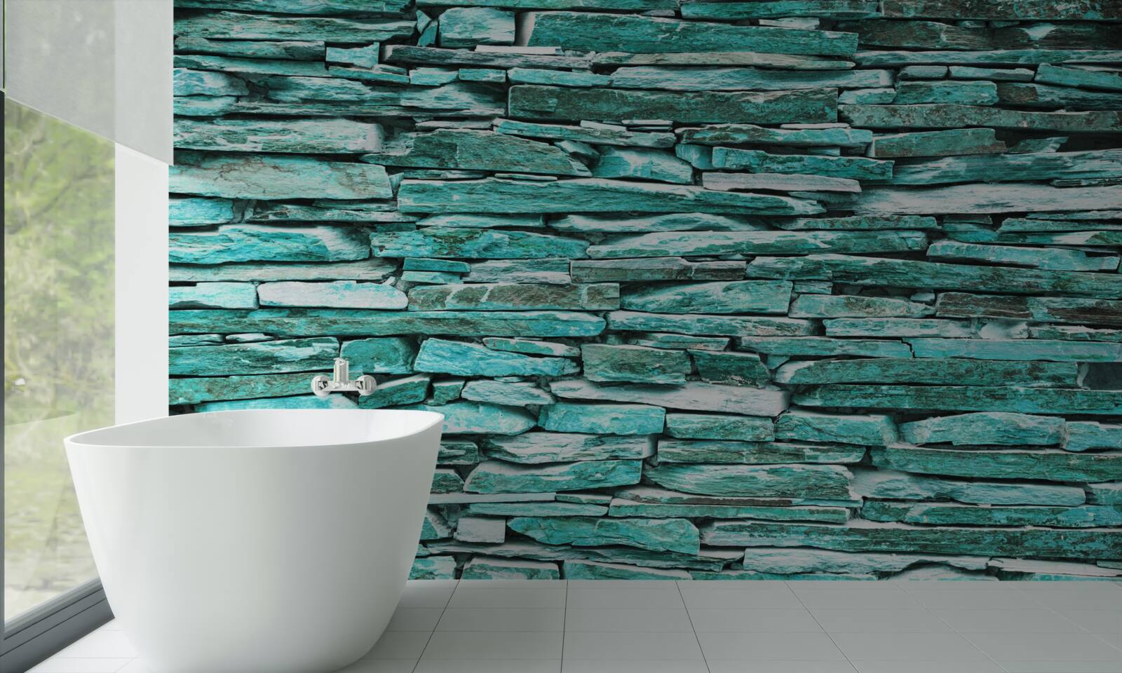 Papier peint barrière de pierre turquoise