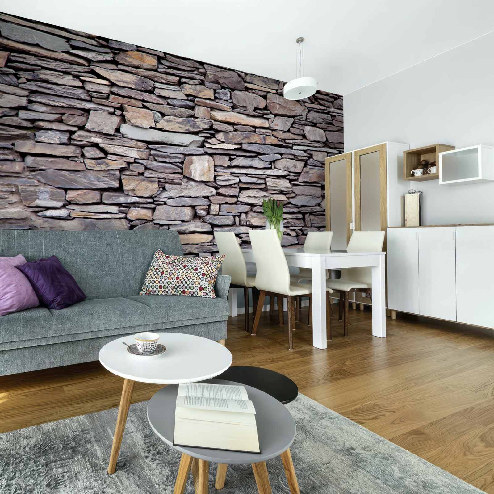 Papier peint mur en pierre grise