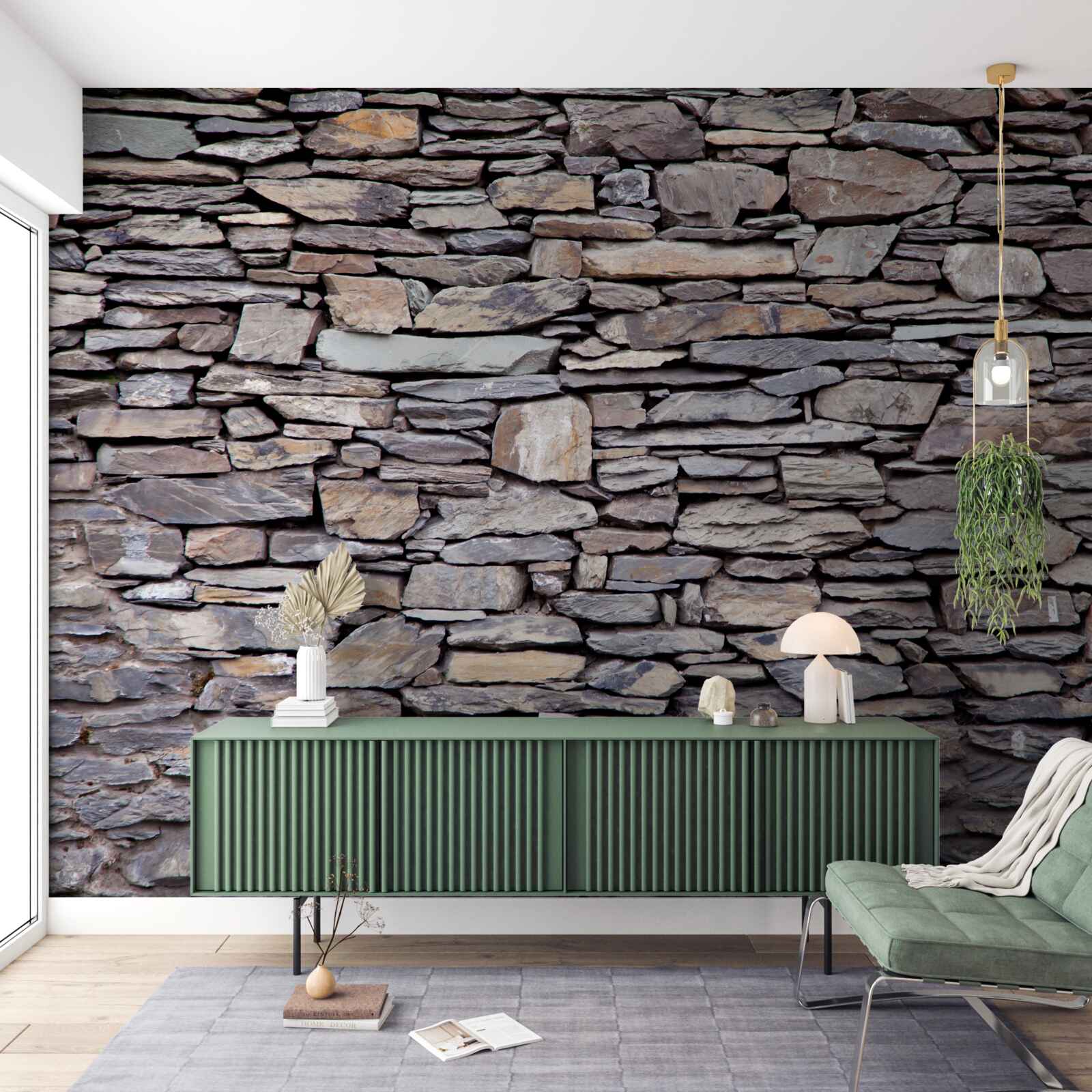 Papier peint mur en pierre grise