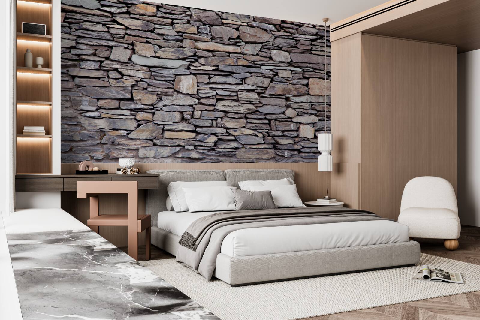 Papier peint mur en pierre grise