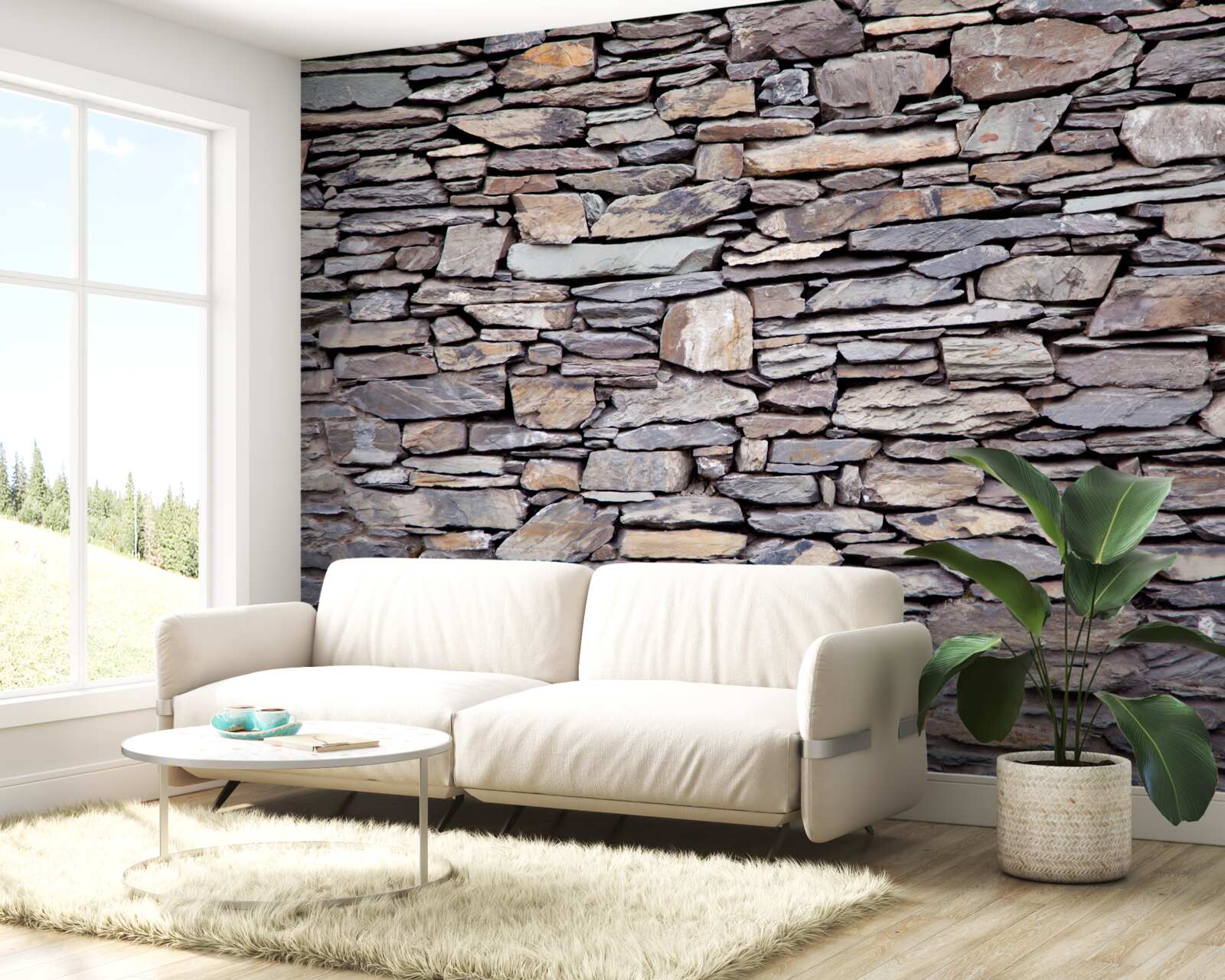 Papier peint mur en pierre grise