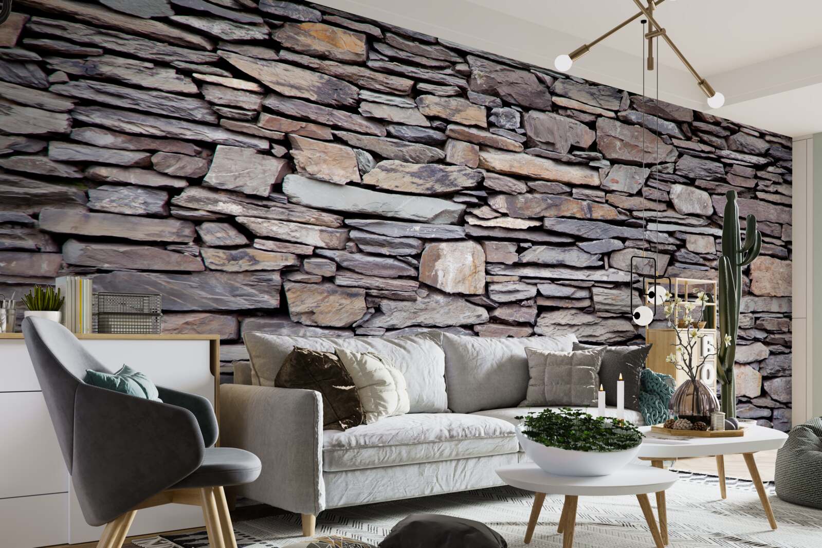 Papier peint mur en pierre grise