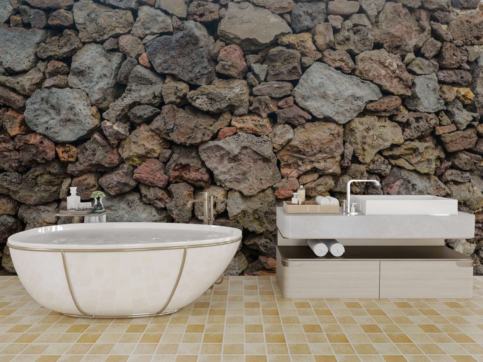 Papier peint Mur en pierre volcanique