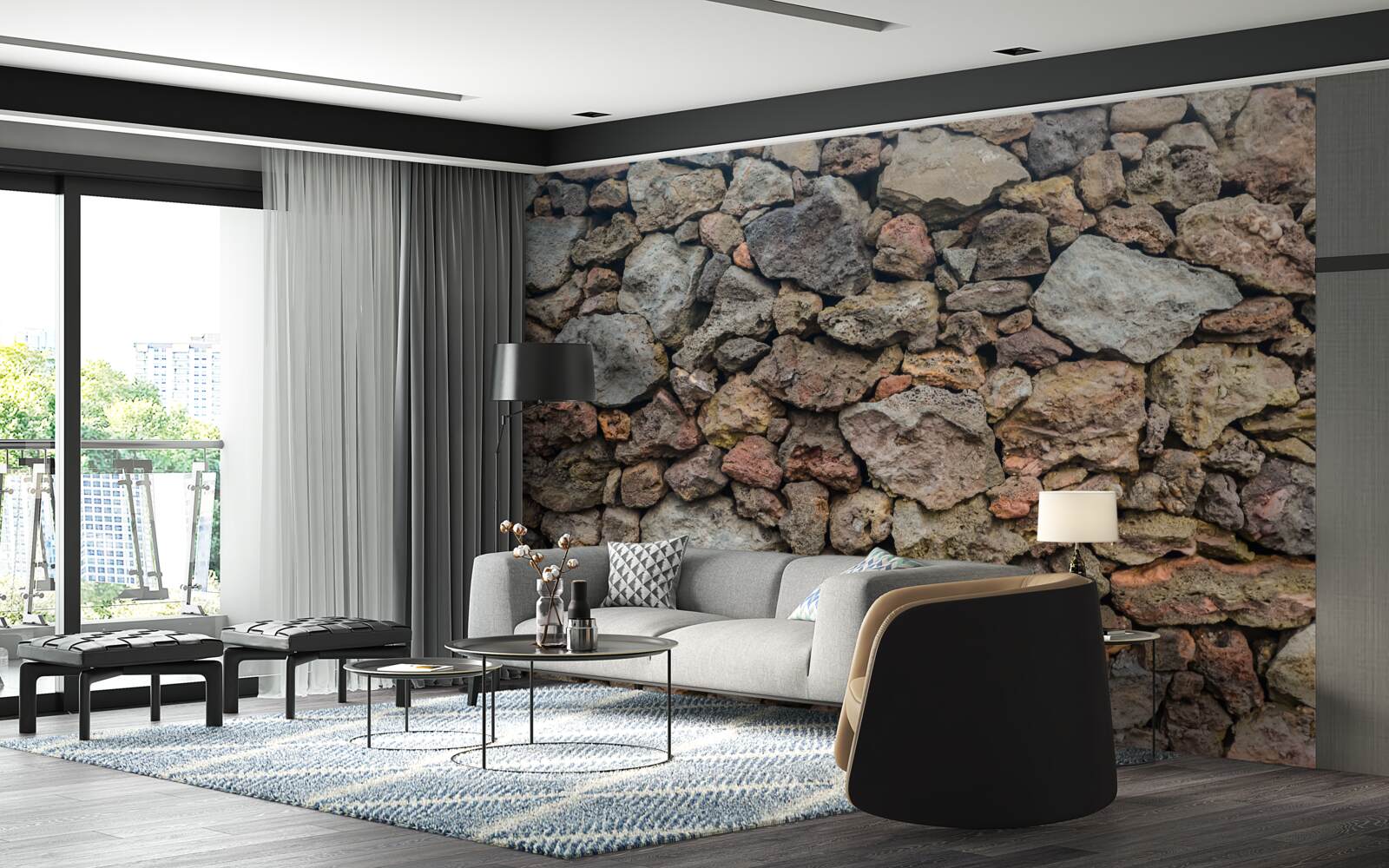 Papier peint Mur en pierre volcanique