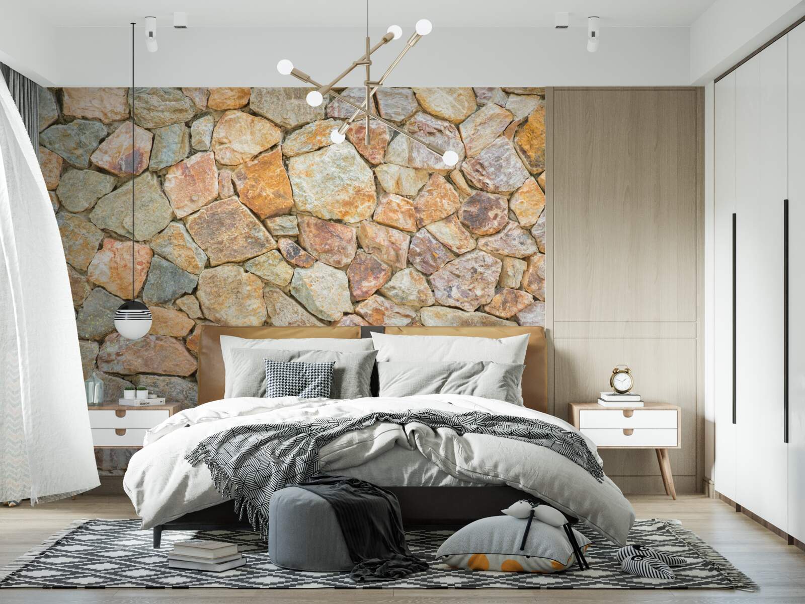 Papier peint pierres brunes de différentes teintes