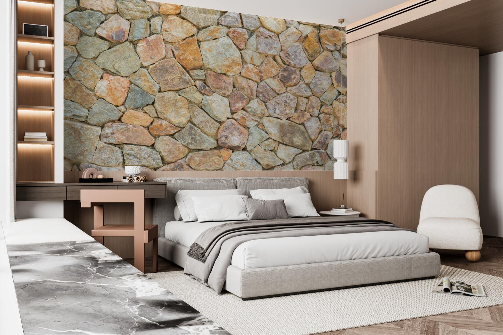 Papier peint pierres brunes de différentes teintes