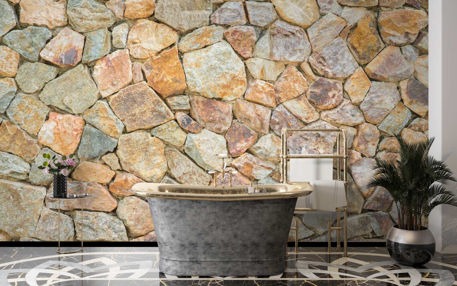 Papier peint pierres brunes de différentes teintes