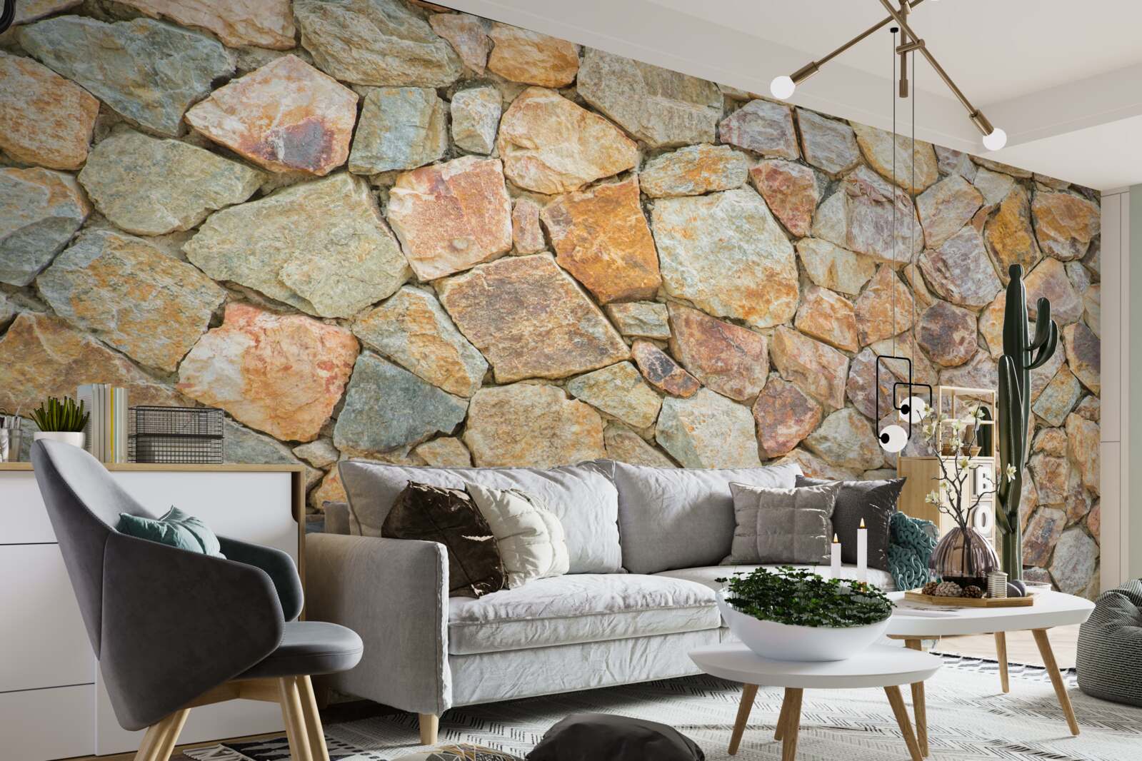 Papier peint pierres brunes de différentes teintes