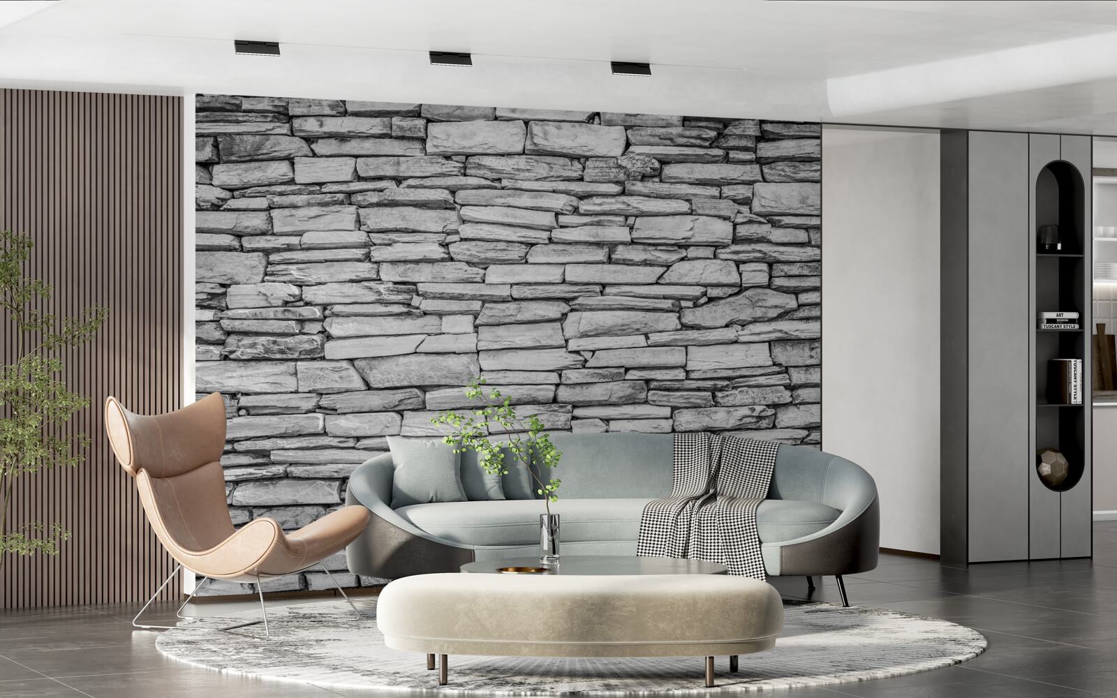 Papier peint structure de mur en pierre grise