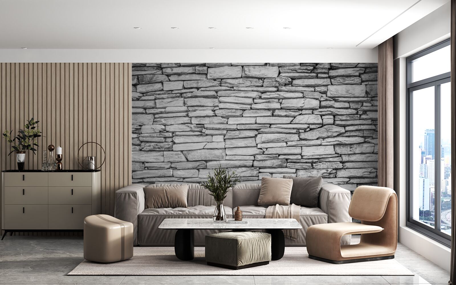 Papier peint structure de mur en pierre grise