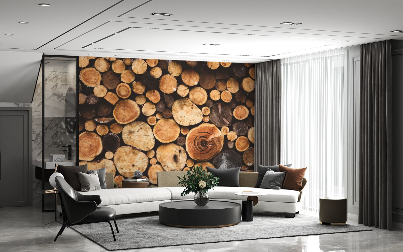 Papier peint coupe à blanc