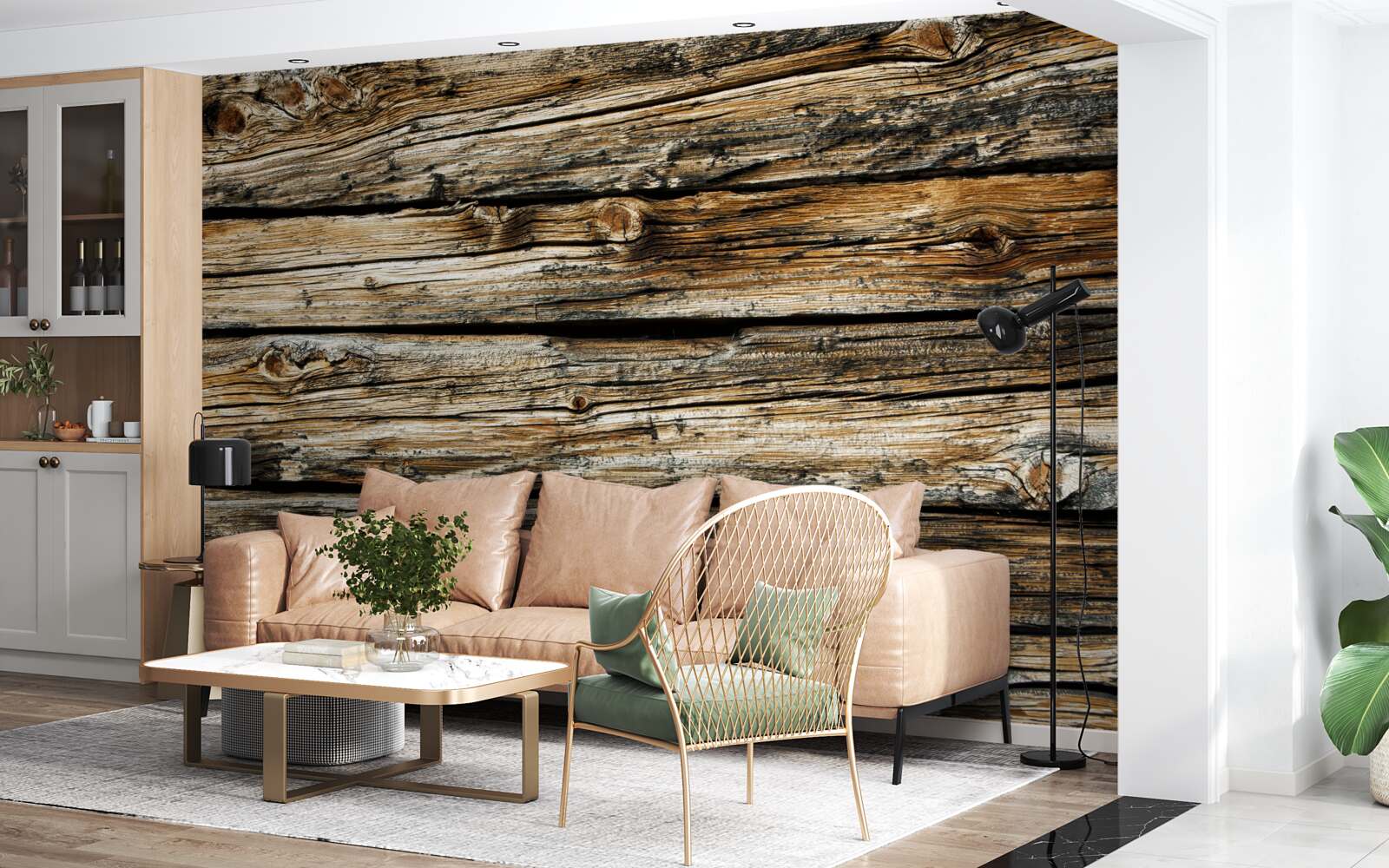 Papier peint Planche en bois authentique de style rétro