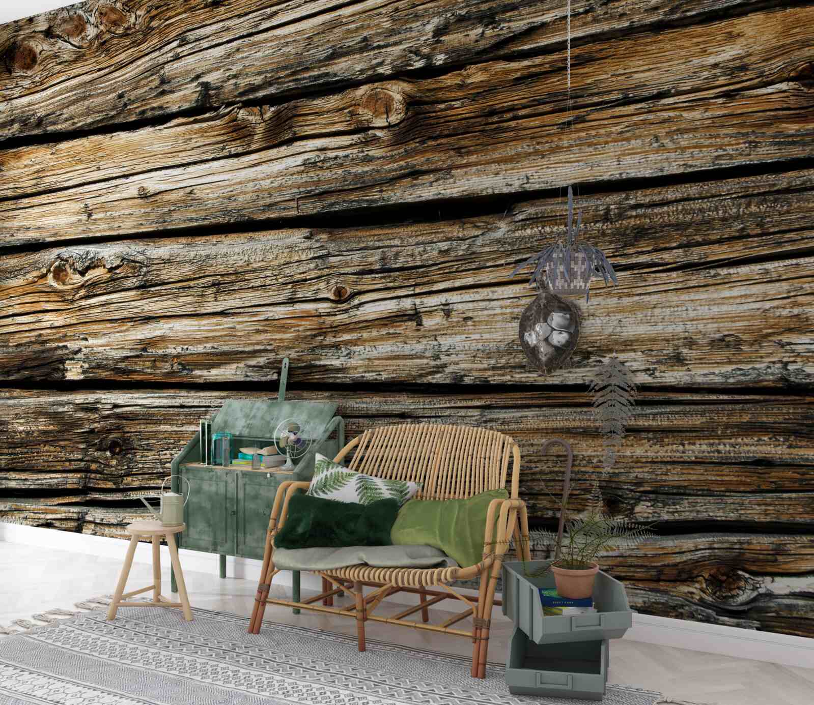 Papier peint Planche en bois authentique de style rétro