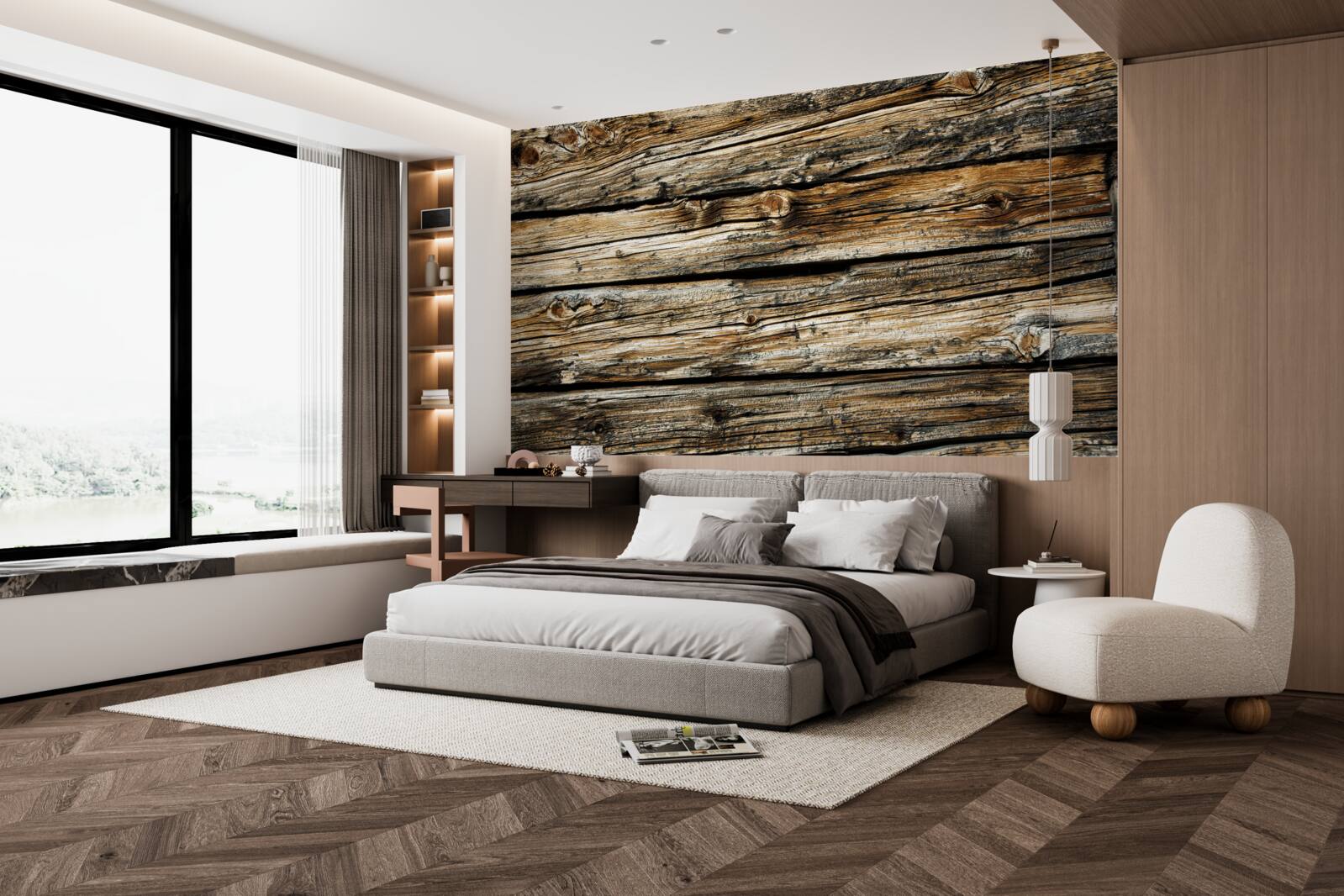 Papier peint Planche en bois authentique de style rétro