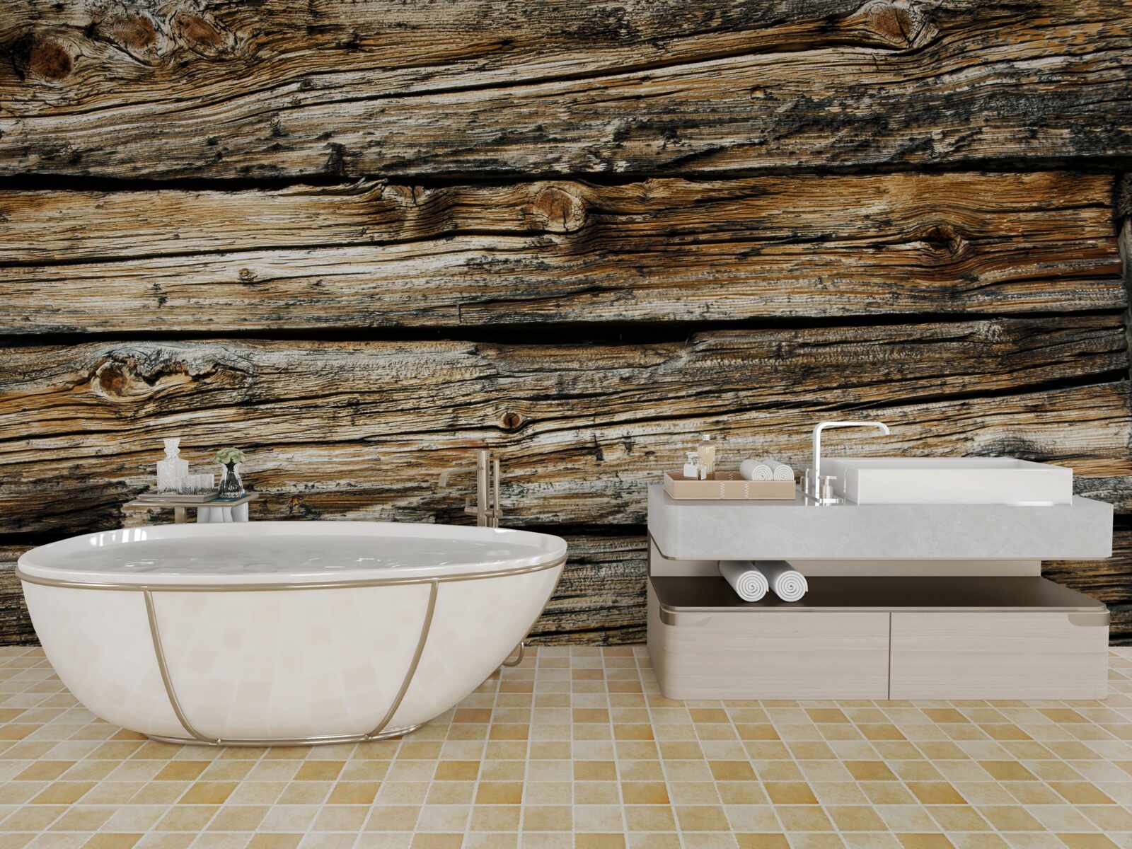 Papier peint Planche en bois authentique de style rétro