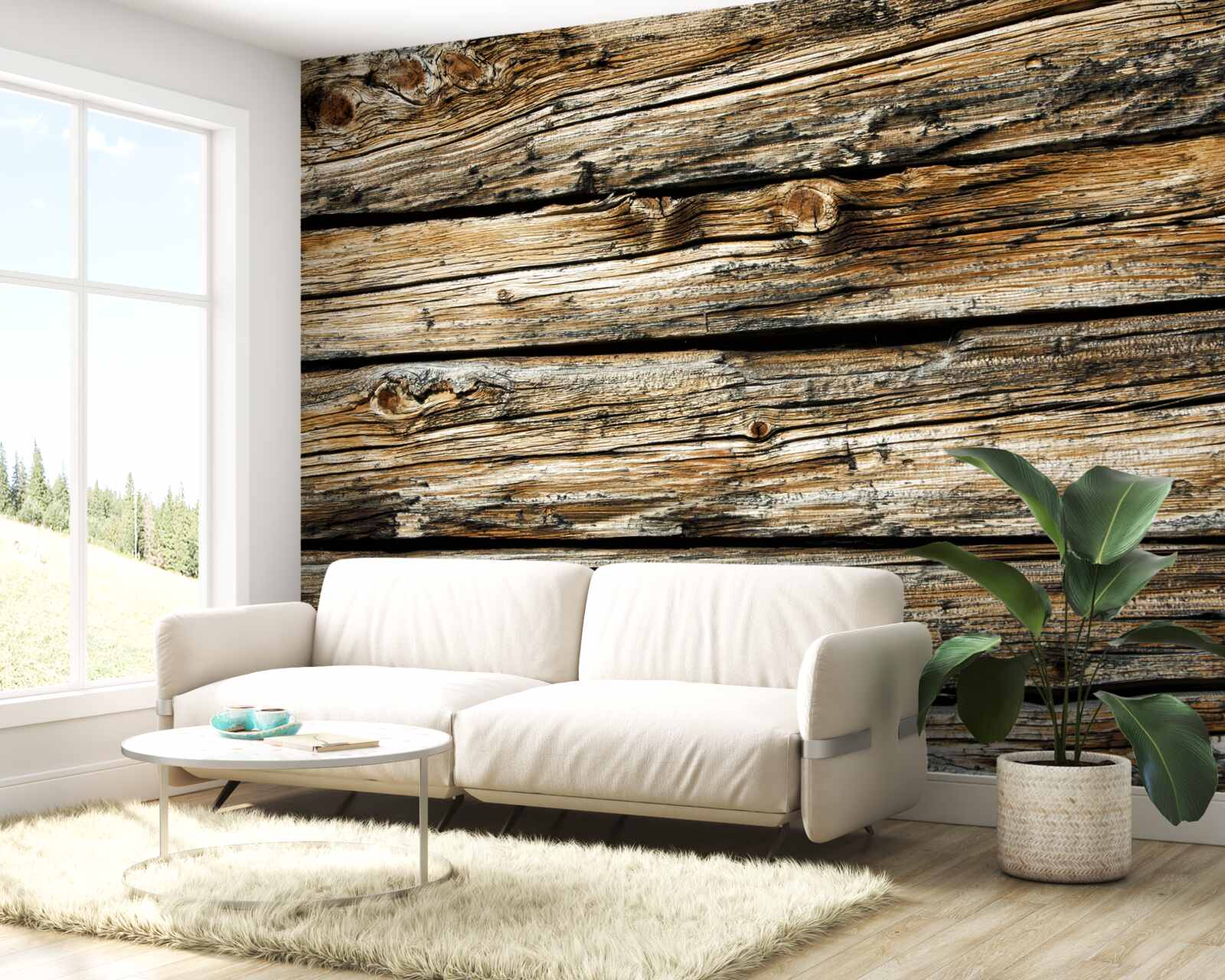 Papier peint Planche en bois authentique de style rétro