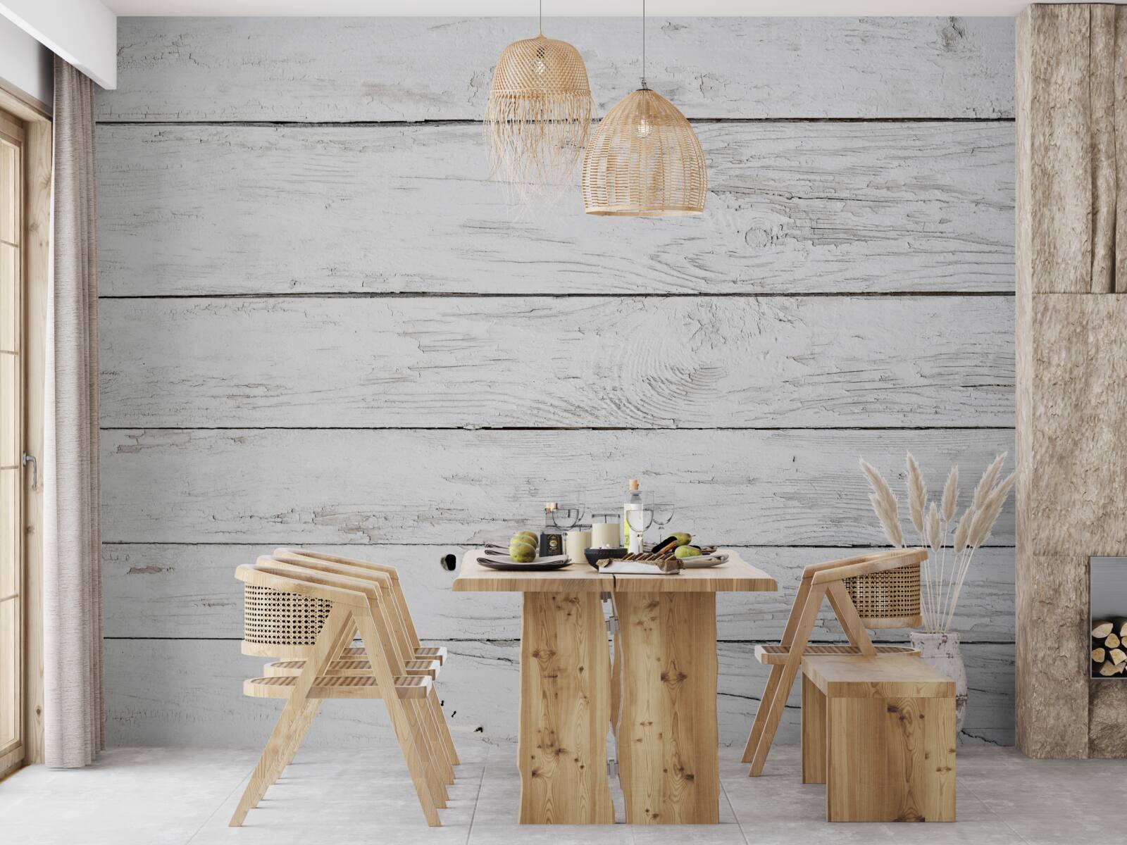 Papier peint parquet en bois gris clair