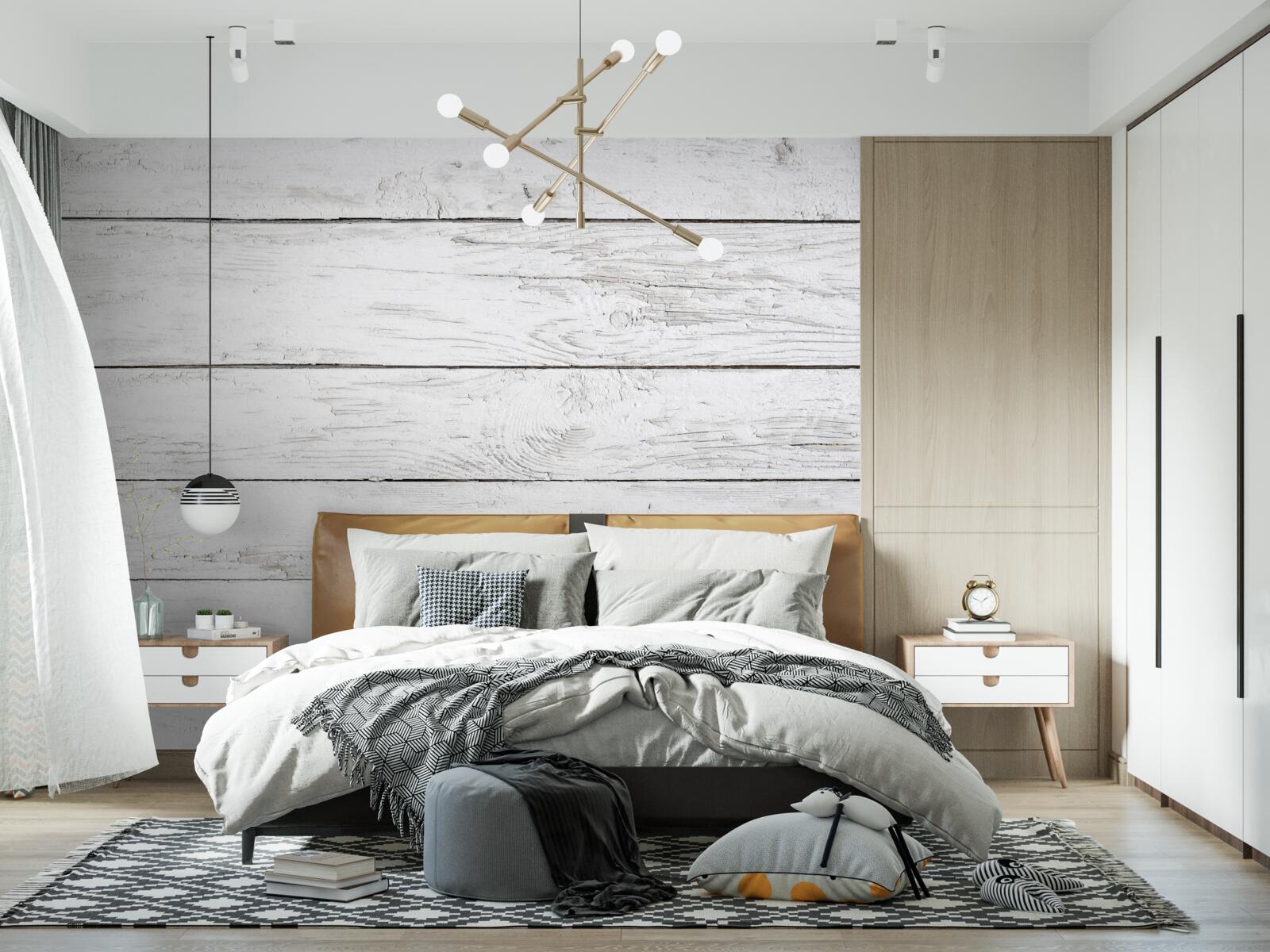 Papier peint parquet en bois gris clair