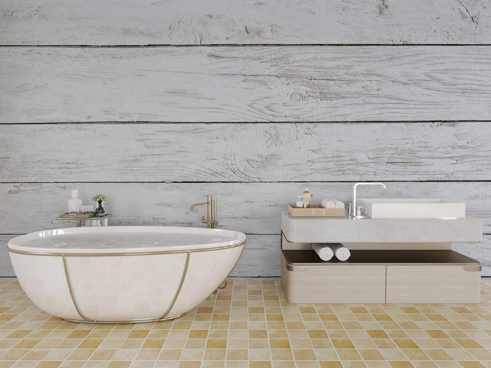 Papier peint parquet en bois gris clair