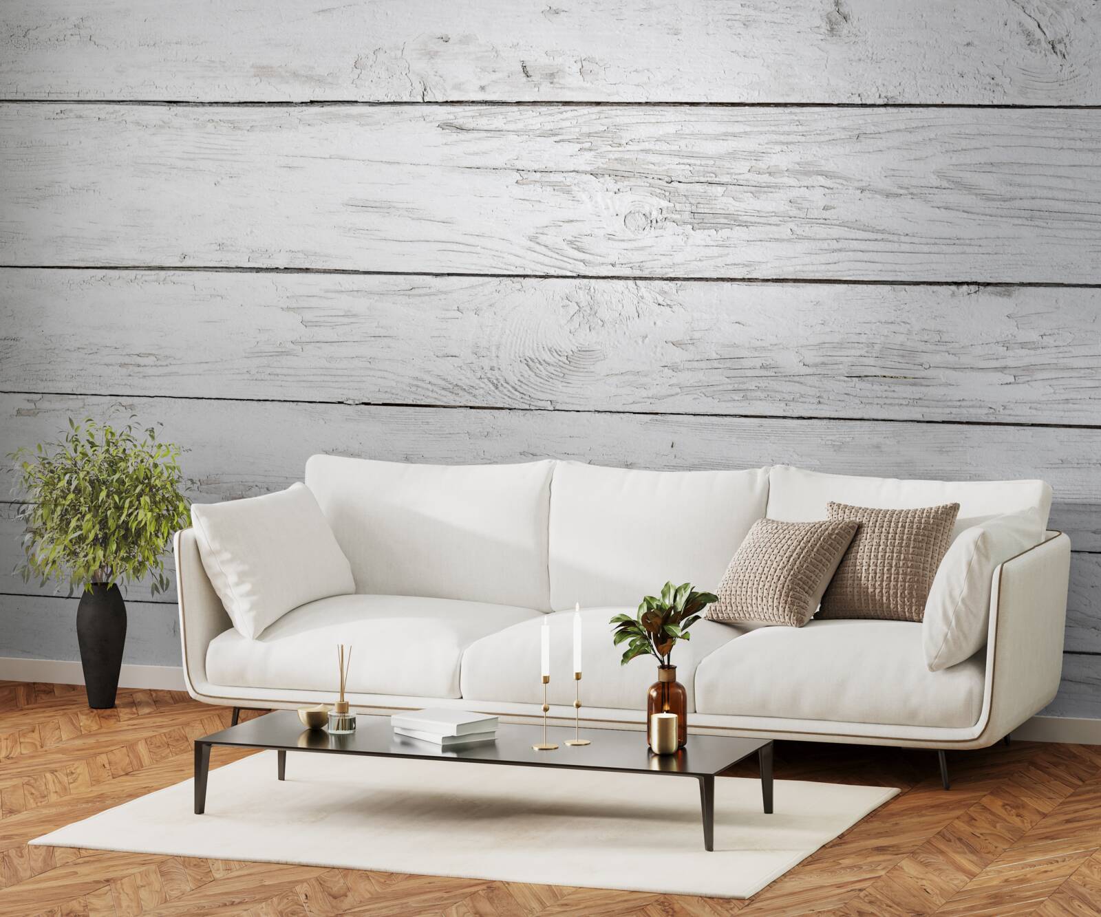 Papier peint parquet en bois gris clair