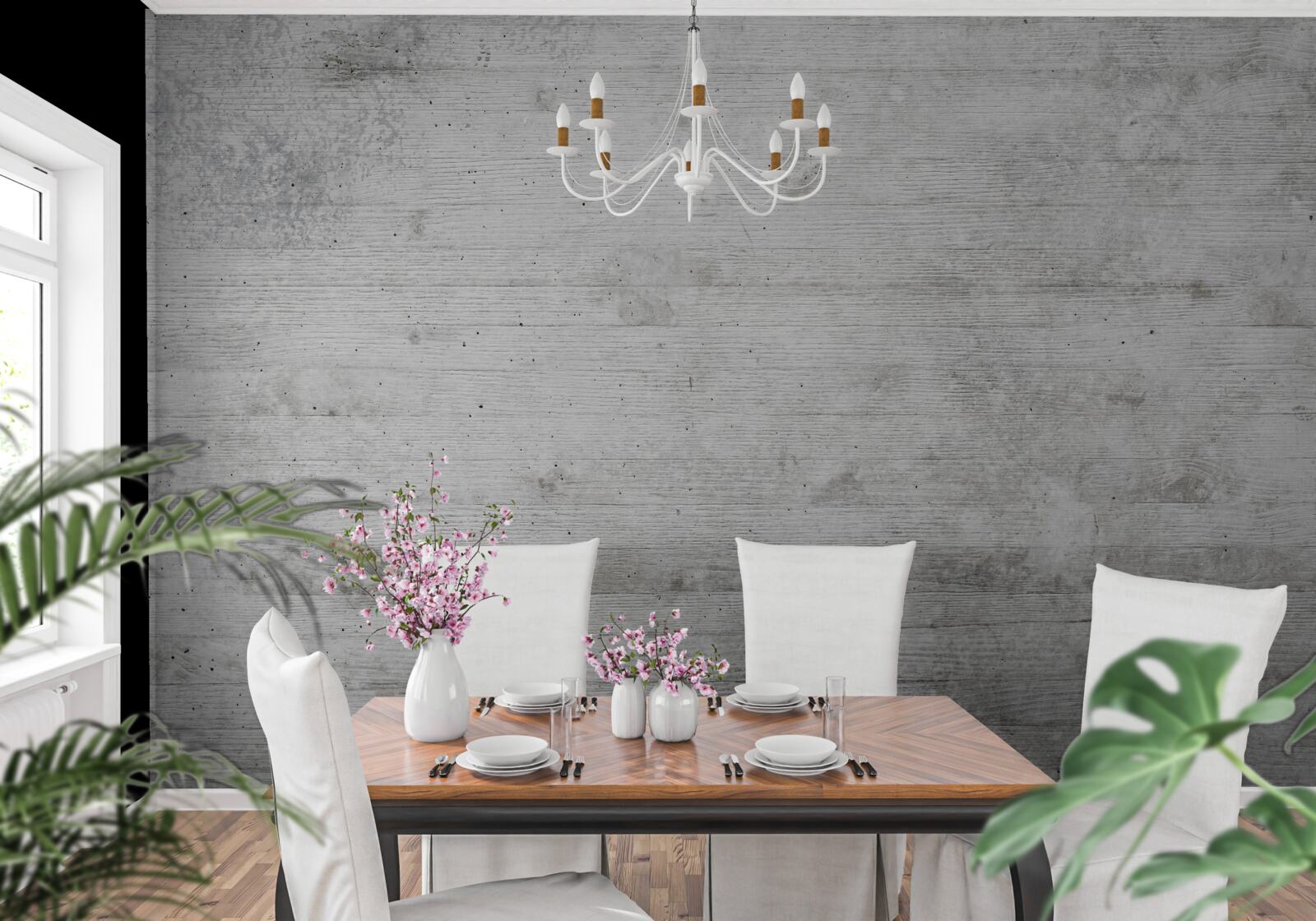 Papier peint mur en bois gris clair