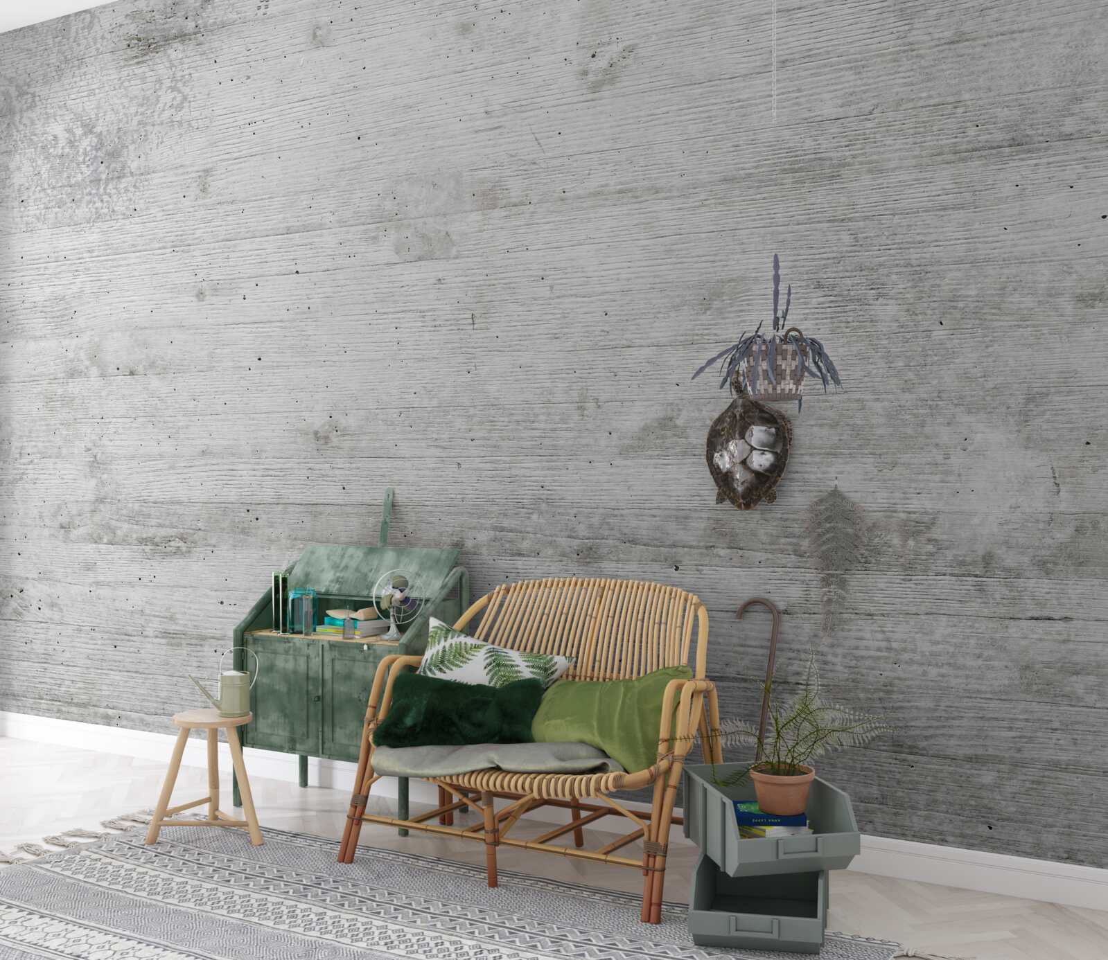 Papier peint mur en bois gris clair