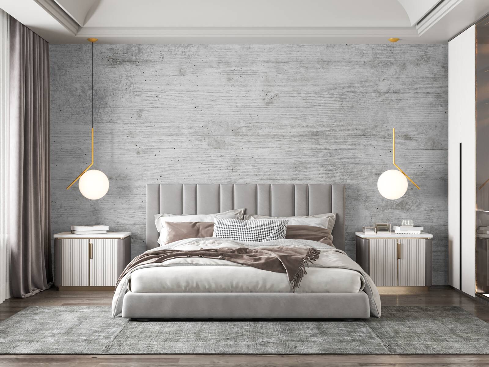 Papier peint mur en bois gris clair