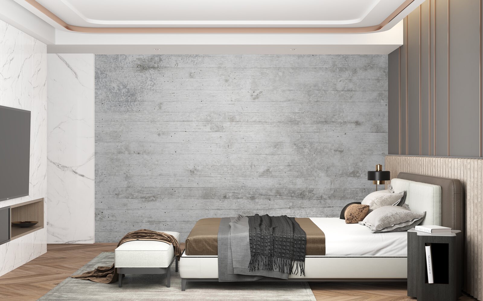 Papier peint mur en bois gris clair