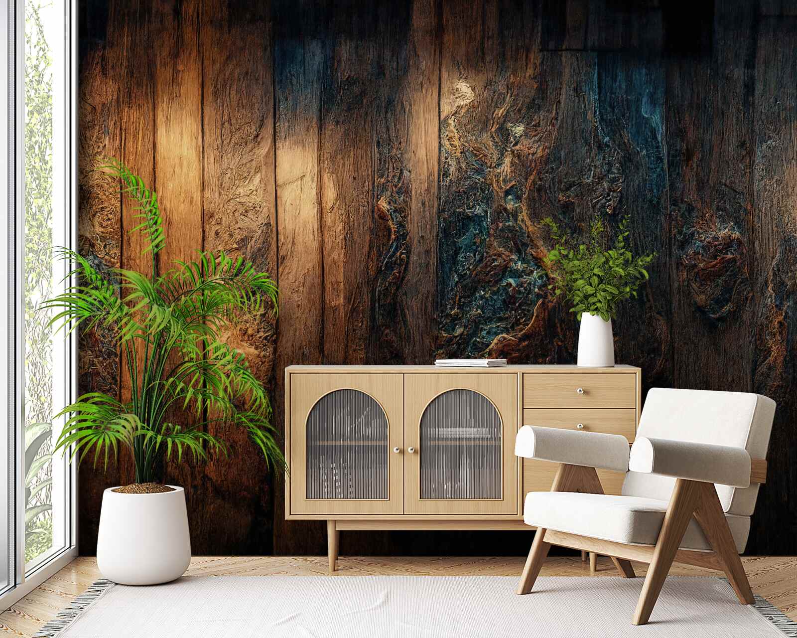 Papier peint fond en vieux bois sombre