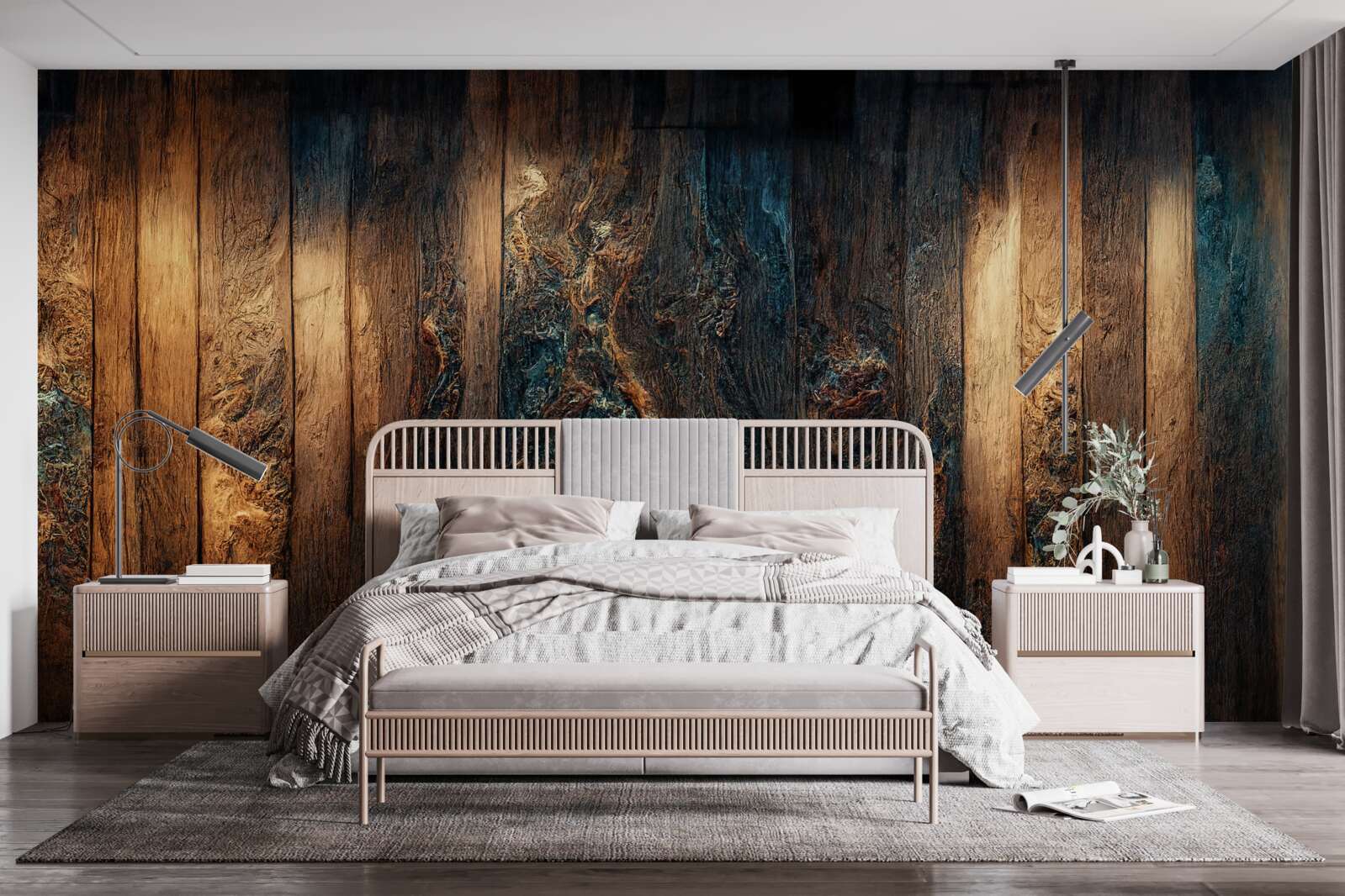 Papier peint fond en vieux bois sombre