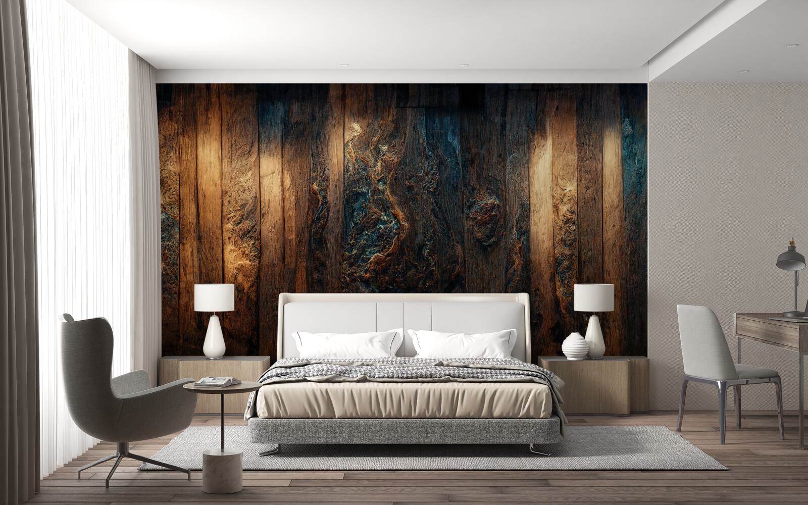 Papier peint fond en vieux bois sombre